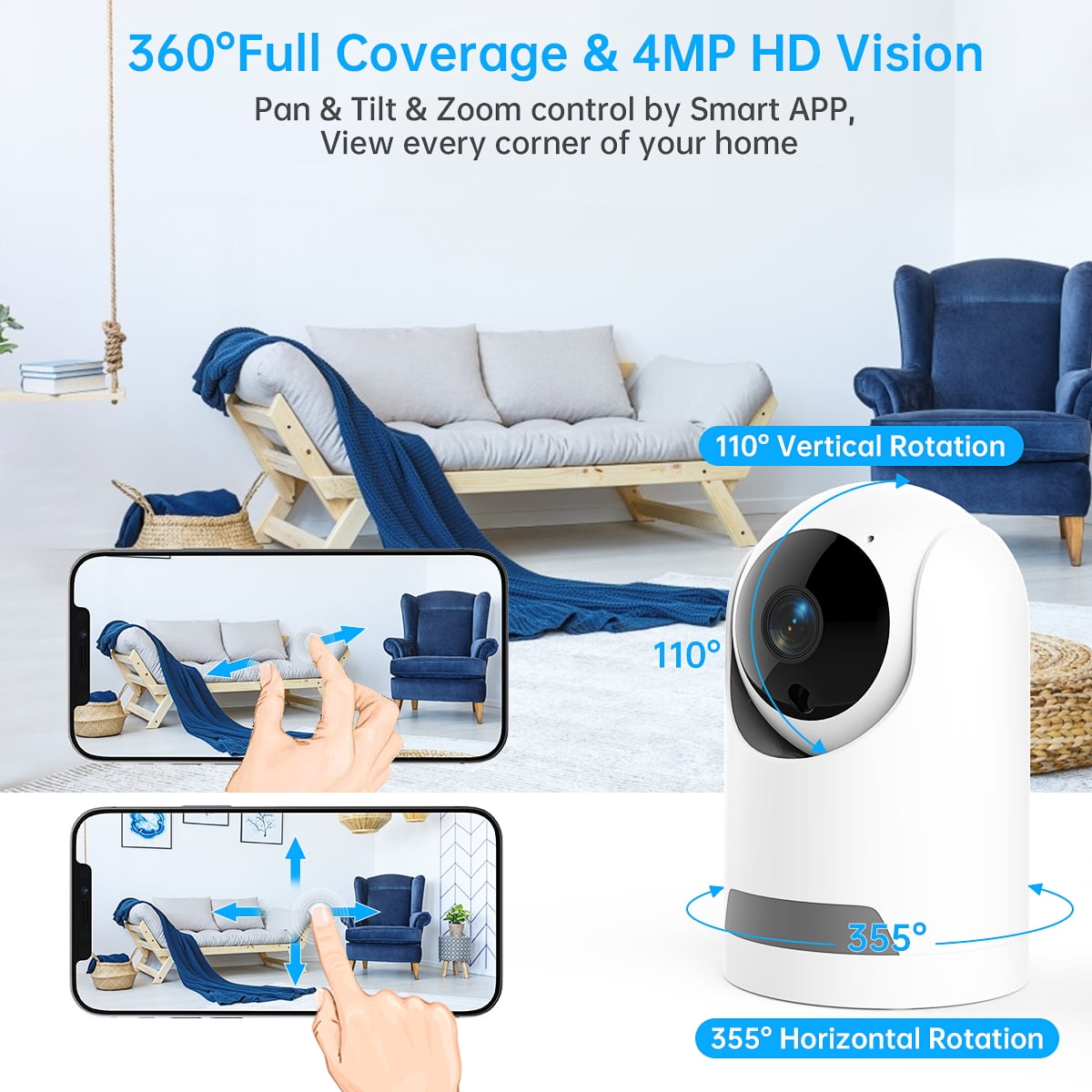 Baby Monitor, 360° Wireless 5G Smart Video Baby Camera W/ Tuya APP, 3MP HD  Home Security Camera with Two-Way Talk, WiFi Nanny IP Cam W/Safety Alerts,  IR Night Vision, Motion & Sound
