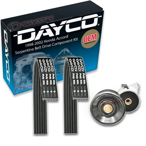 Dayco AC Alternator Tensioner Serpentine Belt Drive Component Kit compatible with Honda Accord 3.0L V6 1998-2002