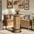 thumbnail image 3 of Tribesigns Round Bar Table, 39.4" H Wood Bistro Pub Table with Metal Ring, 3 of 10
