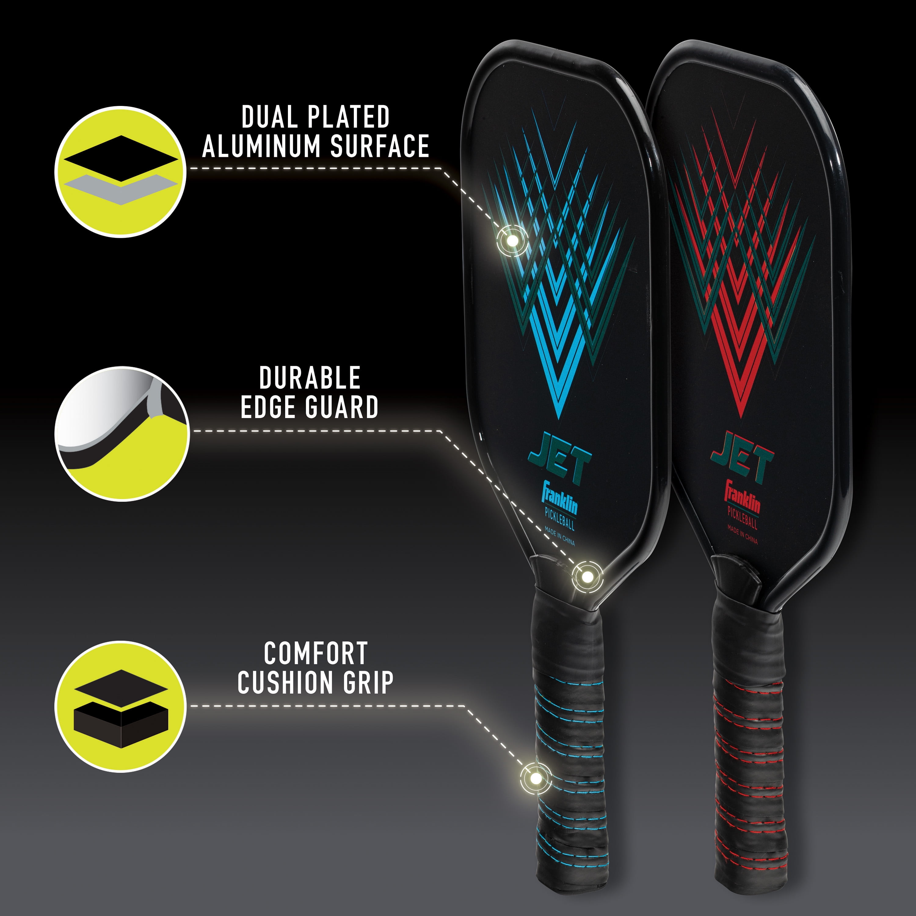 Franklin Sports 2 Player Pickleball Paddles + Balls - Aluminum Starter Set