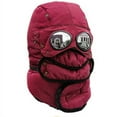 thumbnail image 2 of HESHENG Thermal Windproof Trapper Hats with Glasses Winter Ski Hunting Trooper Hat Warm Ear Flaps and Mask Cycling Outdoor Caps for Men Women, Wine Red, 2 of 3
