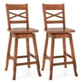 thumbnail image 1 of Costway 2 PCS 24" Counter Height Stool Rubber Wood Swivel Bar Stool with Inclined Backrest Walnut, 1 of 8