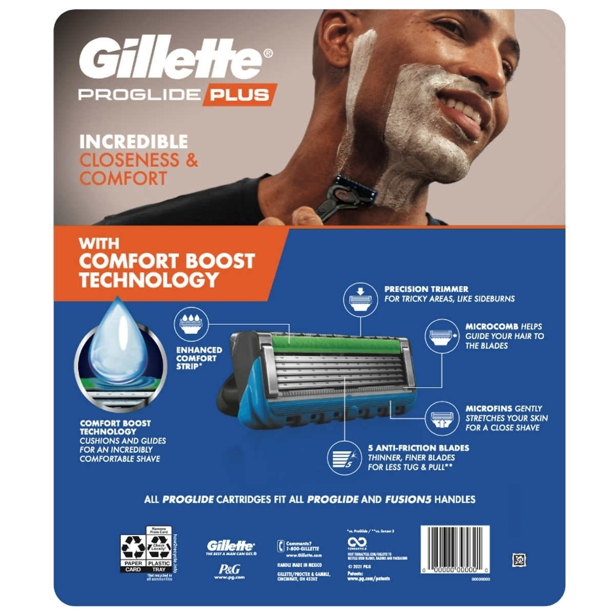 Gillette Proglide Plus Razor Cartridge Refills, 16 Count