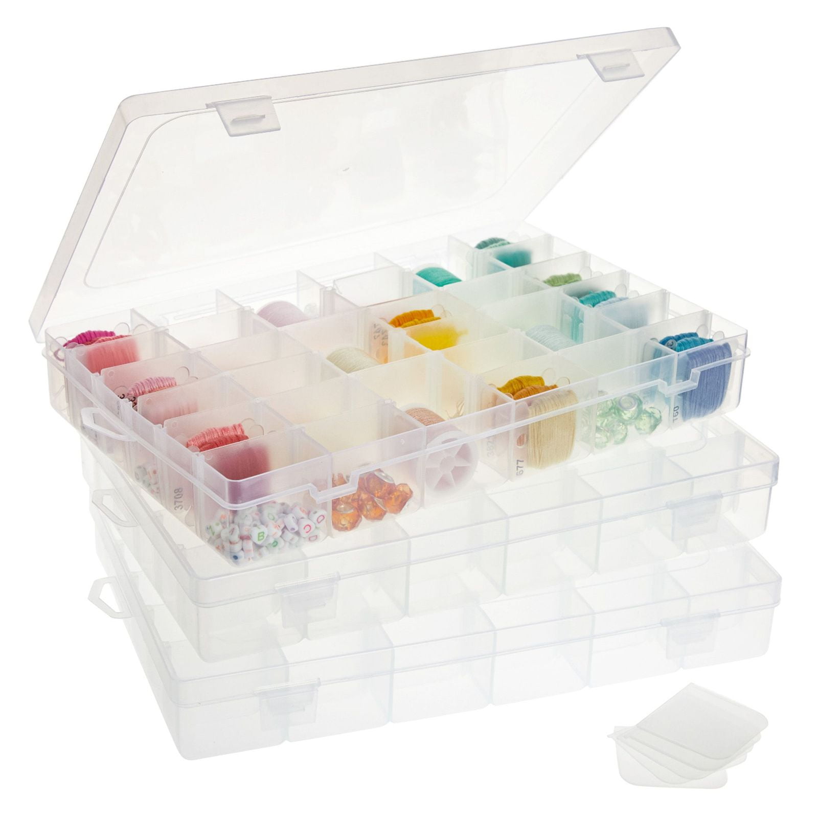 24 Grids Jewelry Divider Box Organizer Clear Plastic Bead Case Storage Container 