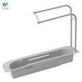 thumbnail image 2 of Deago Kitchen Telescopic Sink Rack Organizer Shelf Expandable Storage Sponge Soap Holder Drain Basket (Gray), 2 of 8