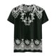thumbnail image 3 of Gibobby Playera de Manga Corta con Cuello Redondo Camiseta manga corta con cuello redondo y estampado moda informal para mujer(Negro,CH), 3 of 4