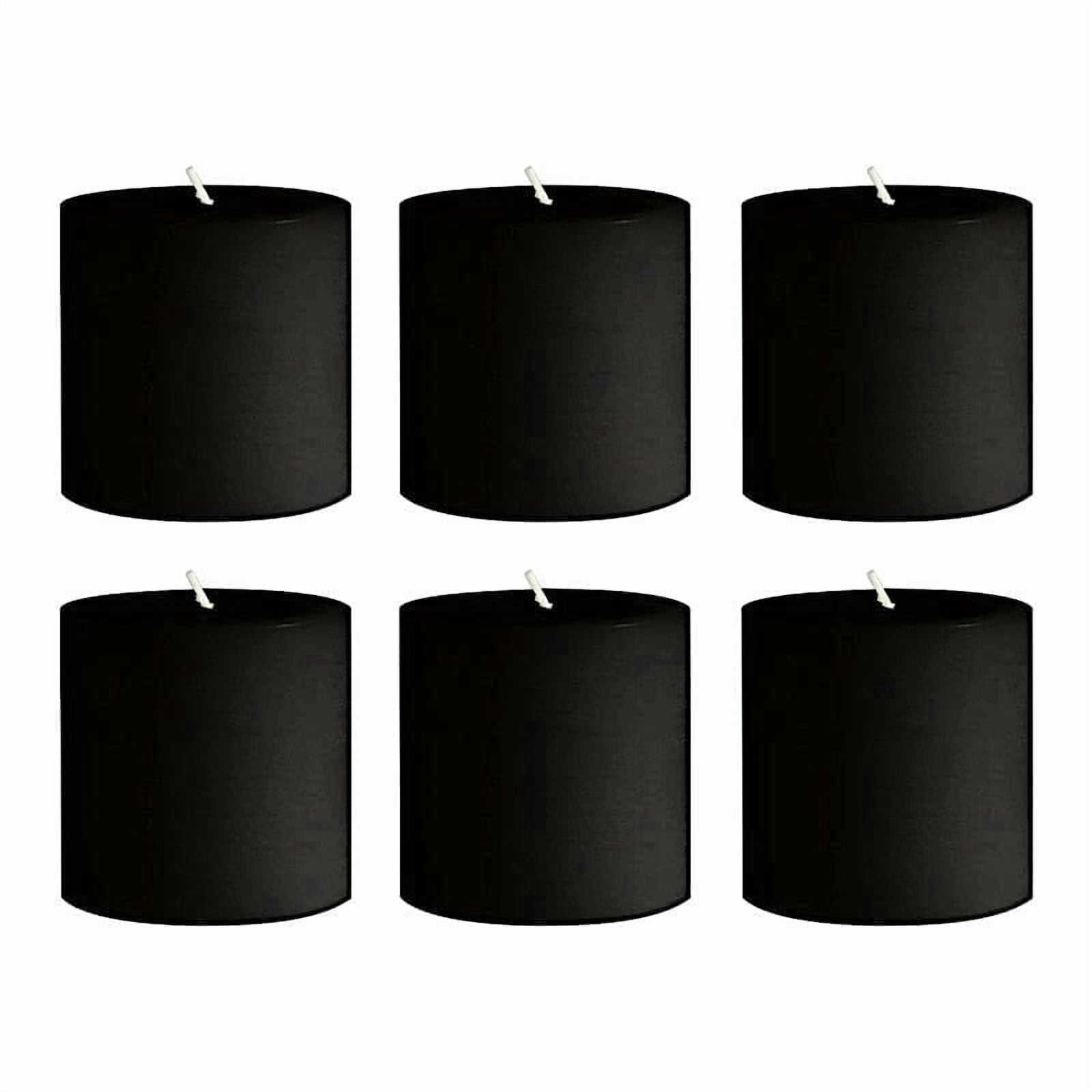 Balsa Circle 6 Black 3x3 in Dripless Round Unscented Wax Pillar Candles Party Wedding Reception Centerpieces Event Home Decorations Supplies