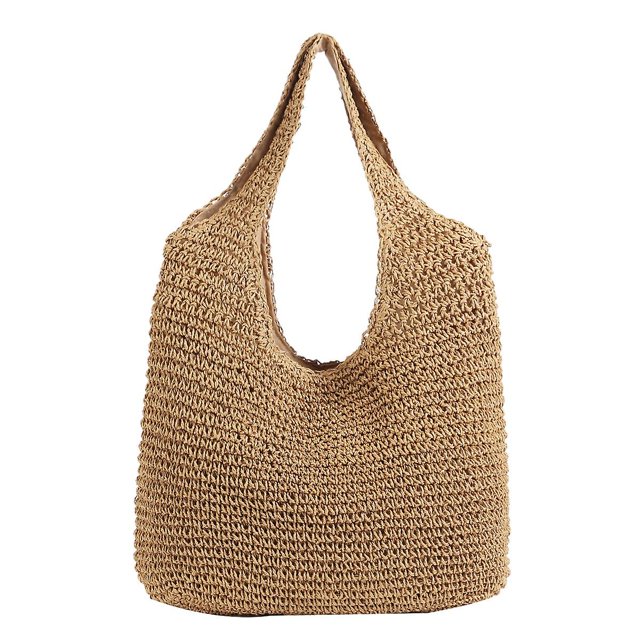 Versión coreana Wind Beach Holiday Style Nuevo bolso tejido a mano para el hombro, color sólido simple, salvaje Str