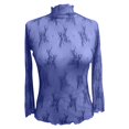 thumbnail image 3 of Penkiiy Mujer malla superior cuello de manga larga Slim Fit ver a través de blusas de camisa tops, 3 of 5