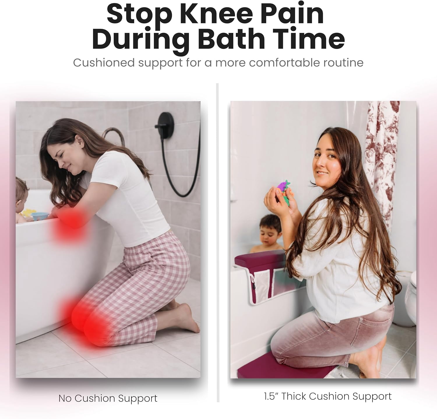 Bath Kneeler –8 Suction Cups & 1.5" Padding.Certified Non Toxic Bath Kneeling Pad for Bath Tub & 5 Bath Toy Organizer. Fast Dry Baby Bath Kneeler and Elbow Rest Pad Set by -Bordeaux