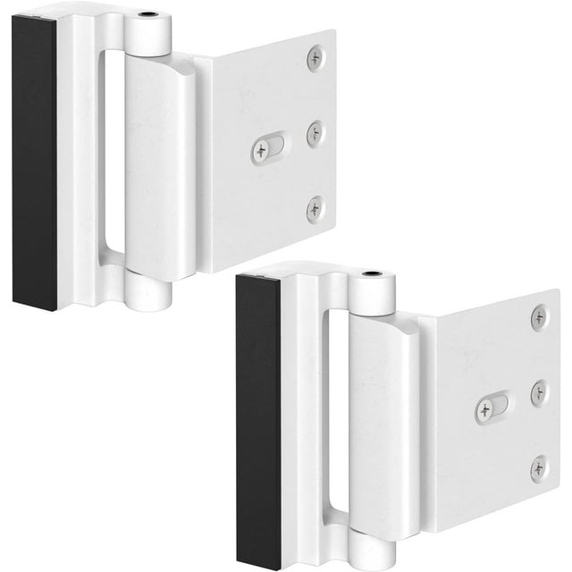 Stanz (TM) 2PCS White Home Security Door Lock, 2 Pack Childproof Door Reinforcement Lock with 3" Screws for Inward Swinging Door, Upgraded Night Lock to Defend Your Home