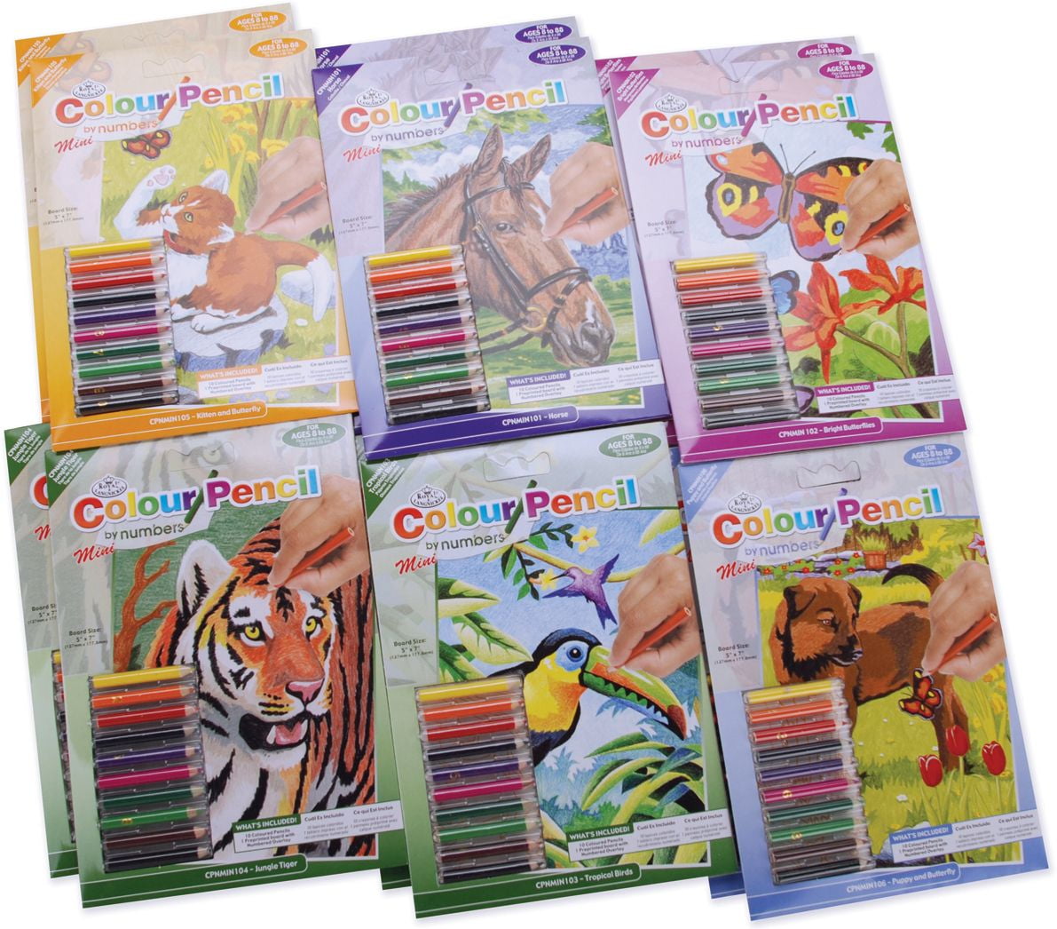 Mini Colour Pencil By Number Assortment 12 Pieces2 Each Of 6 Desi