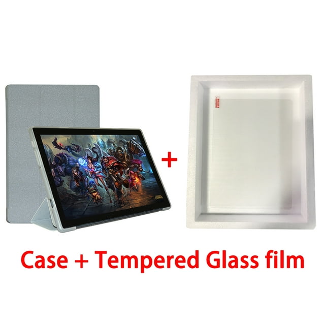 Étui pour Teclast M50 Pro 10.1 Pouces Tablette, Étui Souple TPU la Plus Récente pour T40S T50pro P20HD M40 Air P20 M40Pro P25 P30HD M40S M40plus Film en Verre Argenté-B M40S