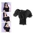 thumbnail image 4 of Camiseta femenina Zulema 1/6 con mangas abullonadas ajustadas para figura de acción Negro, 4 of 8