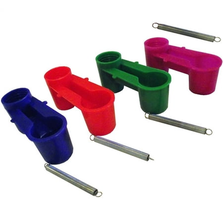 12 Pack Spring - 12 Pack Of Multi Colored Soda Pop Water Bottle Bird Drinker Cups & Mounting Springs