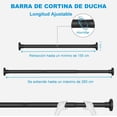thumbnail image 3 of Barra de Cortina Ba&ntilde;o Ajustable: Tubo de Cortina de Ducha 304 Acero Inoxidable Antideslizante, Barra Telesc&oacute;pica Sin Taladrar, Cortinero de Ba&ntilde;o Extensible para Armari, 3 of 6