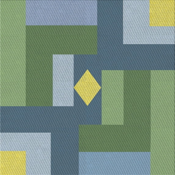 Ahgly Company Machine Washable Indoor Square Transitional Green Area Rugs, 6' Square