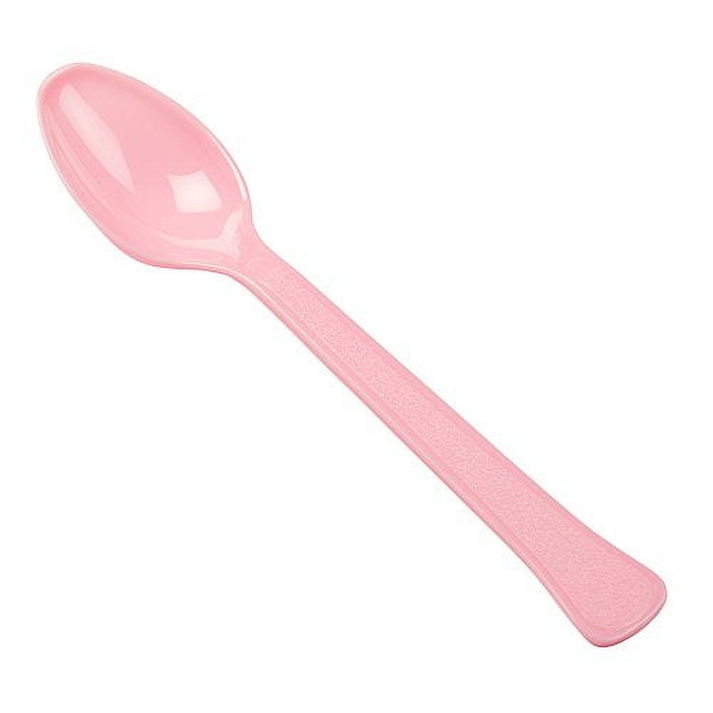 JAM Paper Disposable Plastic Spoons Party Pack, Baby Pink, 50/Box