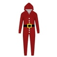 thumbnail image 2 of Odeerbi Matching Family Christmas Pajamas Sets Santa Claus Print Hooded Onesie Sleepwear Mens Xmas Stripe Print Plush Jumpsuit 2025 Long Sleeve Parent-Child Loungewear Sleepwear Jammies for Dad, 2 of 4