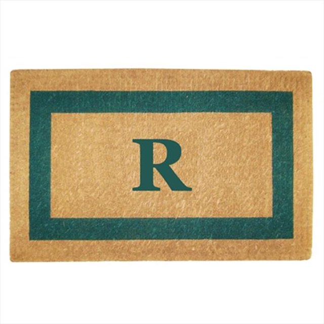 Nedia Home 02026R Single Picture - Green Frame 22 x 36 In. Heavy Duty Coir Doormat - Monogrammed R