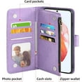 thumbnail image 3 of Compatible with Samsung Galaxy S22 5G Wallet Case and Tempered Glass Screen Protector Flower Leather Flip Card Holder Stand Cell Accessories Phone Cover for Gaxaly S 22 22S G5 Women Men Purple, 3 of 15