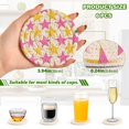 thumbnail image 2 of Yayeee 6 PCS Drink Coasters with Holder Set Woven Absorbent Round Tabletop Hot Pad, Yellow Pink Stars, 2 of 7