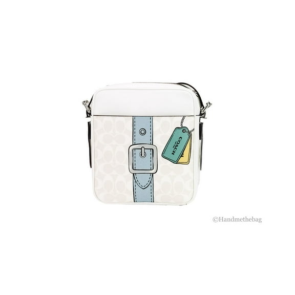 Coach Men's Hudson Crossbody 21 Bag in Signature Canvas (Trompe L'oeil Print - Chalk Multi)