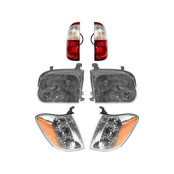 Headlight Tail Light Parking Light Kit 6 Piece - Compatible with 2005 - 2006 Toyota Tundra Crew Cab Pickup