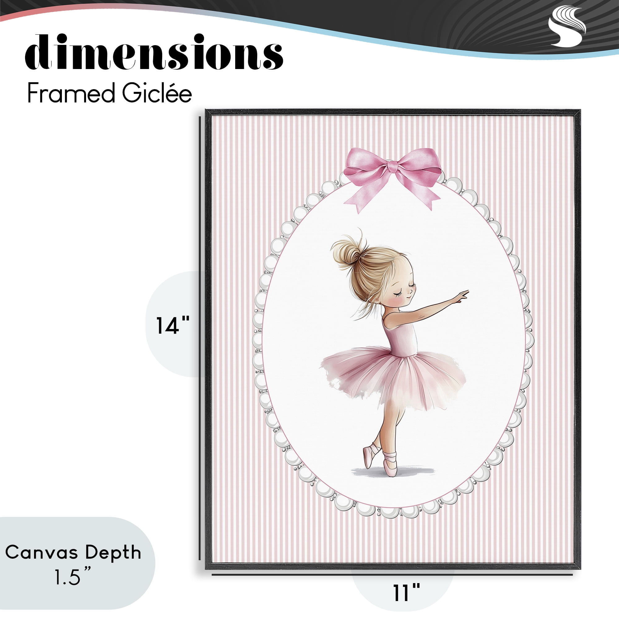 Stupell Industries Blush Pink Ballerina Black Framed Giclee Art, design by Christine Simpson Art
