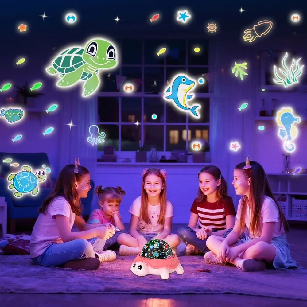 VIVIHEYDAY Cute Turtle Night Light Projector for Kids, Ocean World Star Galaxy Ceiling Lamp Color Changing, 360° Rotation, USB Powered, Christmas Birthday Gifts