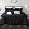 thumbnail image 3 of Mocassi 12-Piece Comforter Set, Ella Bedding Collection includes 6-Piece Smart Sheet Set, Matching Shams & Decorative Pillows, Full/Queen, Black, 3 of 7