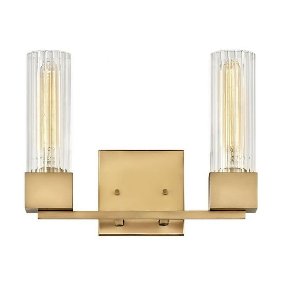 2 Light Bathroom Vanity in Mid-Century Modern Style 13 inches Wide By 10 inches High-Heritage Brass Finish Bailey Street Home 81-Bel-3088127