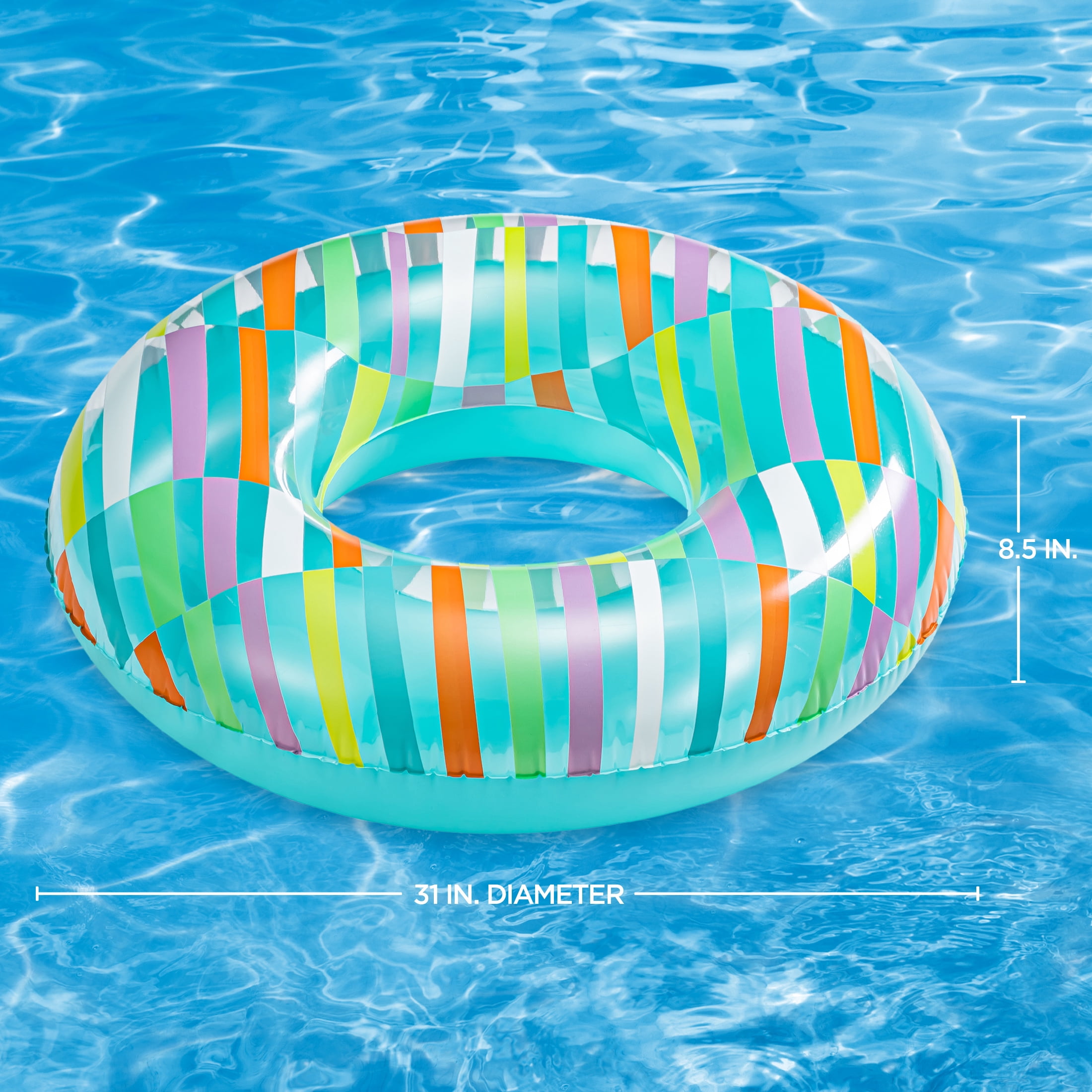 Bluescape Inflatable Swim Tube Pool Float, Green & Blue color, 2-Pack, for Kids & Adults, Age 9 & up, Unisex