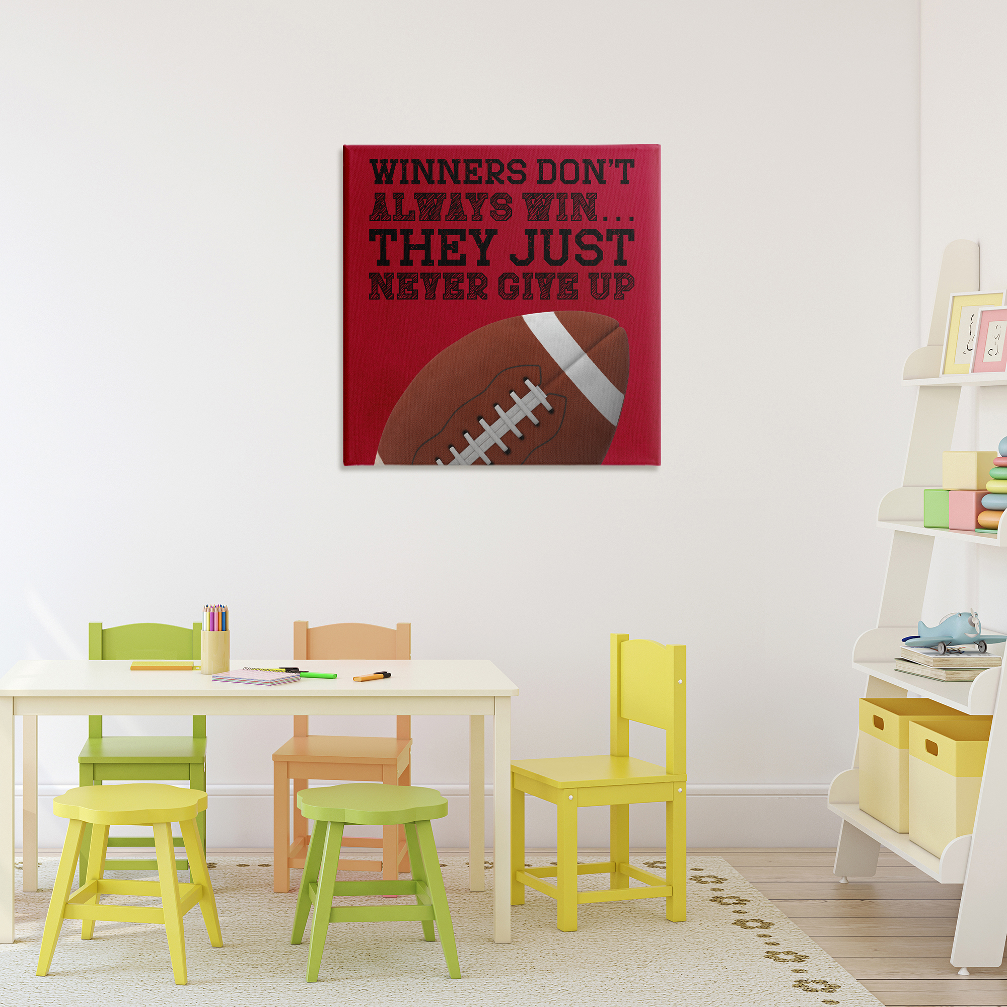 Winners Never Give Up Canvas Wall Art, design by Marcus Prime