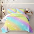 thumbnail image 2 of Erosebridal Rainbow Stars Line Twin Quilt Set,Glitter Print Galaxy Twin Coverlet Set For Girls,2 Pieces, 2 of 7