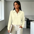 thumbnail image 6 of LNZGNM Polo Shirts for Women Solid Color Long Sleeve Classic Comfortable with Easy Care Top Golf Sport Outing,Beige(S), 6 of 8