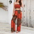 thumbnail image 3 of Bienvenido Conjunto De Pantalones Largos Sin Tirantes para Mujer, Conjunto De Pantalones Largos con Estampado De Leopardo, Cuello Halter, Top De Verano, Pantalones Anchos, XL Naranja, 3 of 6