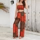 thumbnail image 3 of Bienvenido Conjunto De Pantalones Largos Sin Tirantes para Mujer, Estampado De Leopardo, Cuello Halter, Top De Verano, Pantalones De Pierna Ancha, M Naranja, 3 of 6