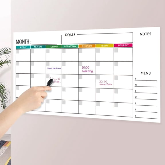 Large 15x30 Dry Erase Wall Calendar - 3-Month Undated Whiteboard Planner for Office, Classroom, Home | Reusable with Markers & Stickers (Horizontal Landscape Layout$$