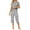 Gray, variant on Women's Short Sleeve Pajamas Sets with Capri Pants 2 Piece Womens Capri Pajama Sets with Pockets Summer Plaid Print Sleepwear Set for Women, S-XXL