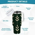 thumbnail image 2 of Yayeee 40oz Stainless Steel Tumbler with Straw and Handle Double-Wall Insulated Travel Water Bottle, Green Plants, 2 of 8