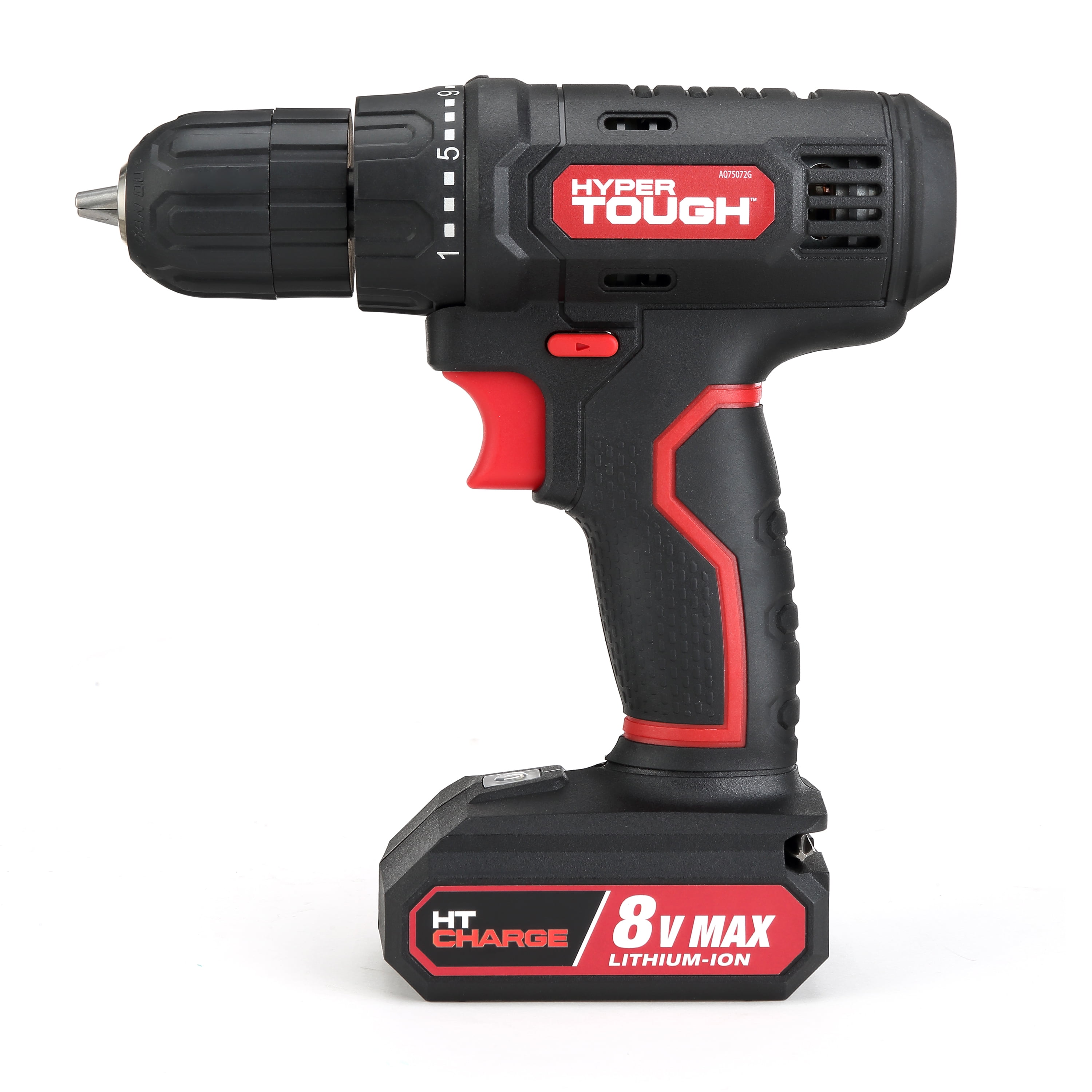 Hyper Tough 8V Max Cordless Drill, 3/8 inch Chuck, Non-Removable 1.5Ah Battery with Charger, Bit Holder & LED Light