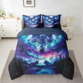 thumbnail image 2 of Erosebridal Neon Galaxy Aurora Bedding Queen Size For Boys Teens,Jungle Animals Wolf Bed Set,Nature Mountain Landscape Bedding Sets Queen Size,Microfiber Bedroom Decor Reversible,7Pcs, 2 of 7