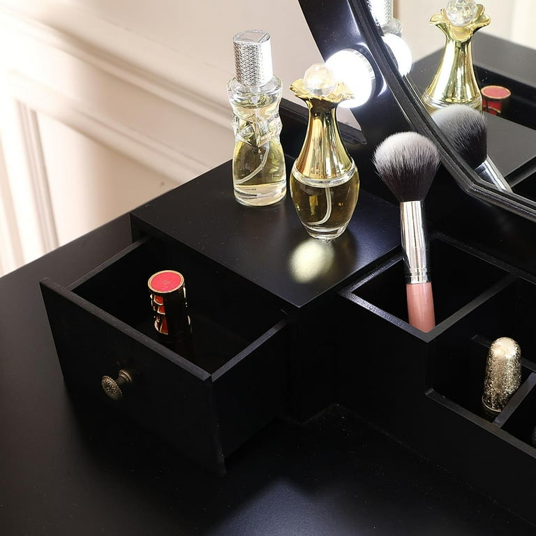 【超人気商品】Malymoon vanity MEエレガントショールサンタ 黒 Ktaxon Vanity Set with Lighted Mirror, 8 Bulbs, Cushioned