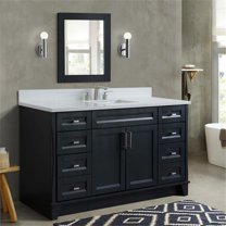 Bellaterra Home 400700-61S-DG-WER 61 in. Single Rectangle Sink Vanity with Quartz Top, Dark Gray & White