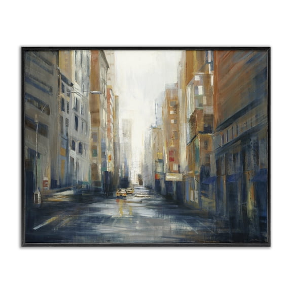 Stupell Industries Industrial Cityscape Street After Rain Black Framed Giclee Art, 14 x 11, by Liz Jardine