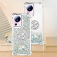 thumbnail image 2 of Glitter Clear Sparkly Bling Case for Xiaomi 13 Lite, Flowing Liquid Quicksand Cover with Diamond Ring Holder Case for Xiaomi 13 Lite  Silver, 2 of 14