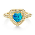 thumbnail image 2 of Gem Stone King 18K Yellow Gold Plated Silver Blue Opal and White Moissanite Heart Shape Ring for Women (1.37 Cttw, Size 9), 2 of 4