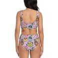 thumbnail image 3 of Kdxio Cute Donuts Print Women's 2 Piece High Waisted Wrap Spaghetti Strap Summer Swimsuit Bikini Set-, 3 of 7