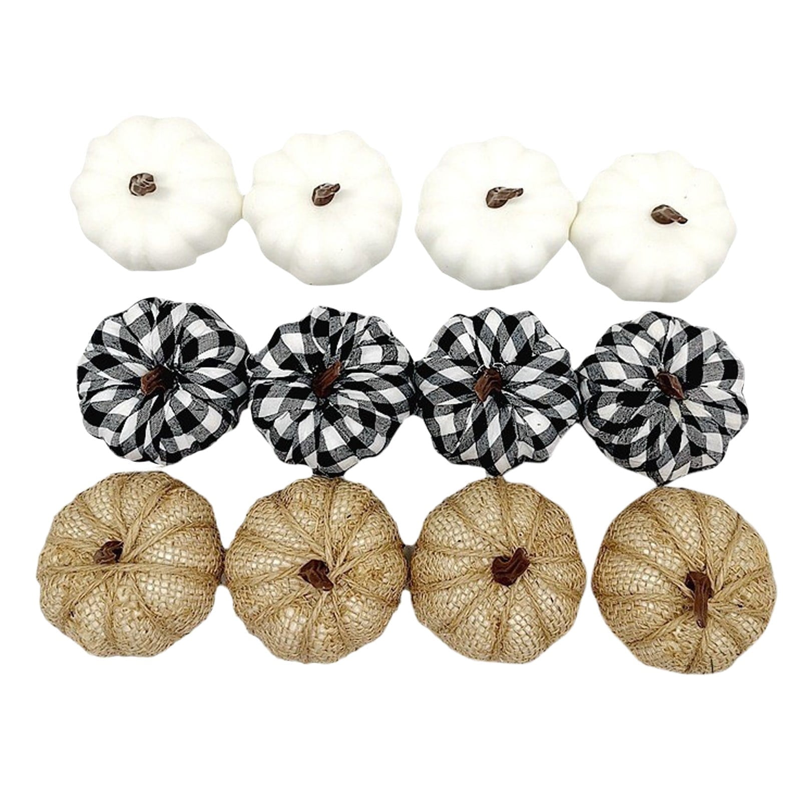 Hopiumy 7 Pcs Assorted Sizes Artificial Pumpkins Fall Decor Fake Faux Foam Pumpkins For Halloween Thanksgiving Harvest Home Table Decor (White Gold-A